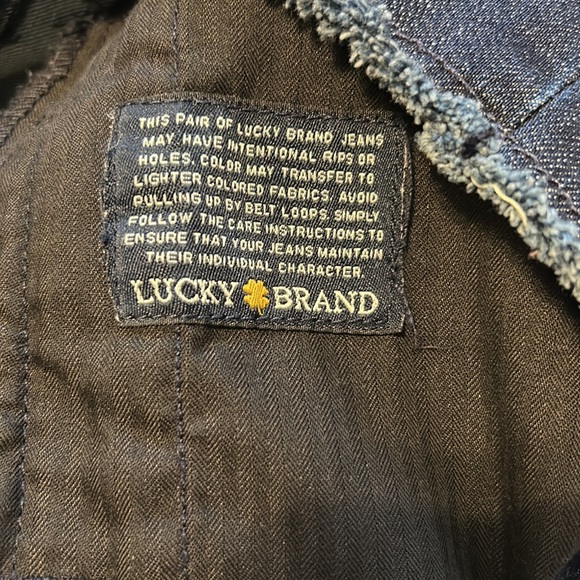 Lucky Brand Blue Snap Front Hidden Zip Fringe Edge Denim Jacket Medium - Picture 12 of 14